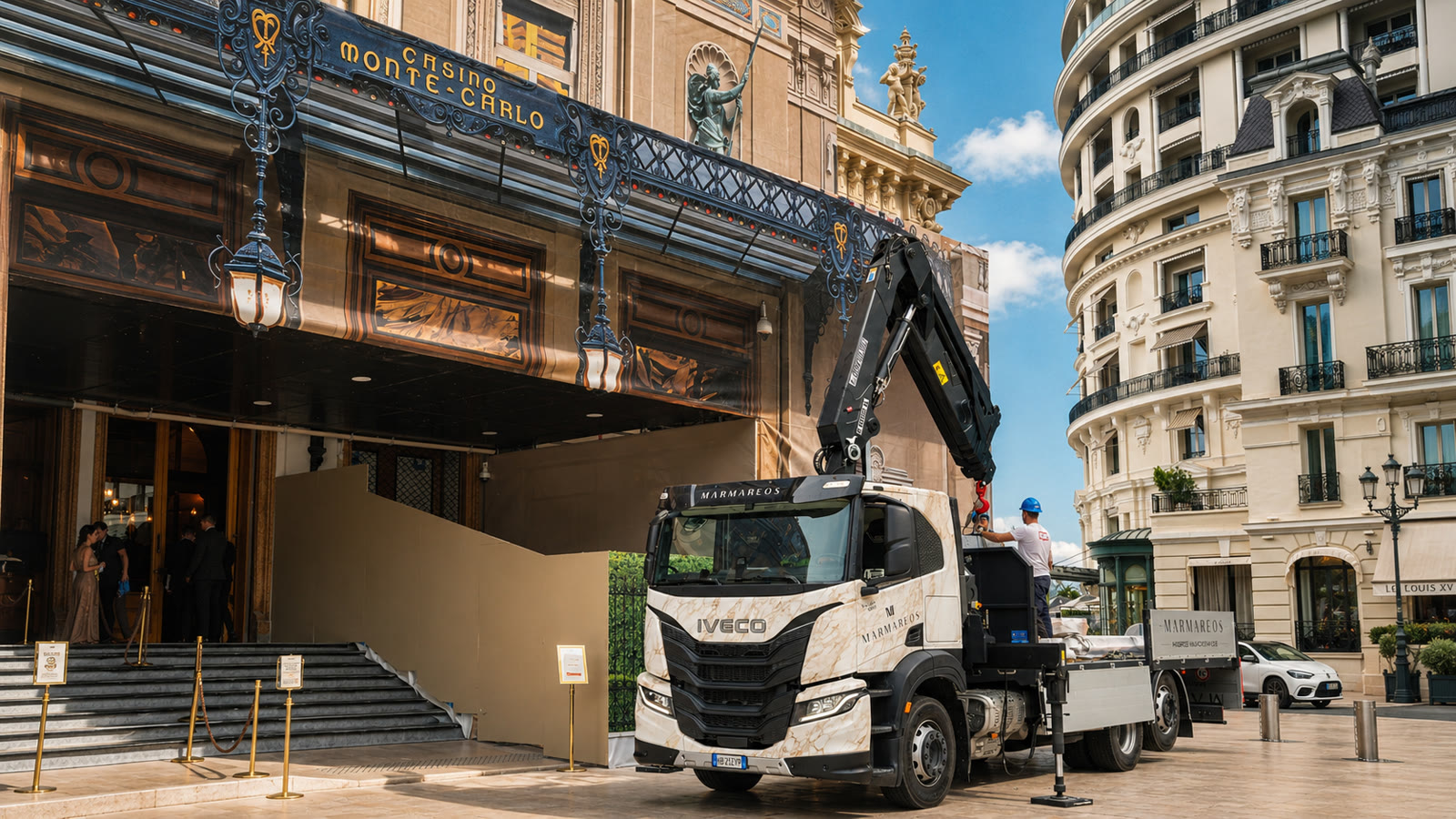 Monte-Carlo — crane truck by Hôtel de Paris